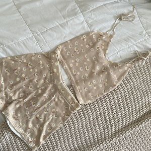 Papaya Crochet Knit cropped tank and shorts set